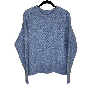 NWT Magaschoni Alpaca Wool Textured Sweater Heather Blue size Large